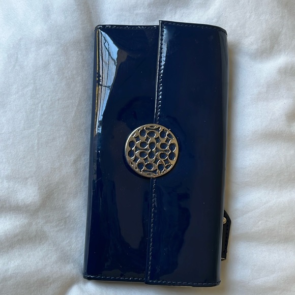 Coach Handbags - Coach Blue Patent Leather wallet